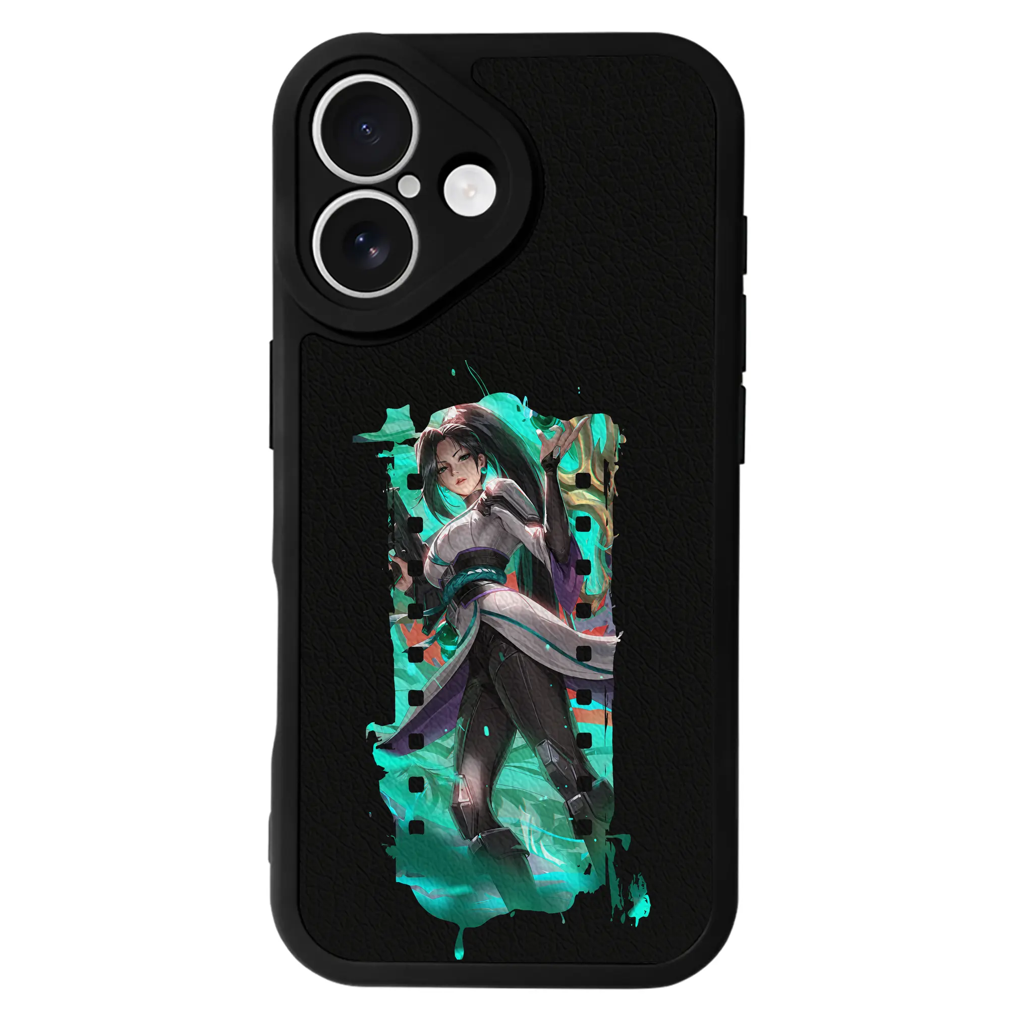 VALORANT グッズ,セージ - IPhone 16シリーズ対応 ・ シリコンスマホケース ・ レザー調 ・ 高精度フィット ・ 耐衝撃 ・ ワイヤレス充電対応 ・ 精密カット